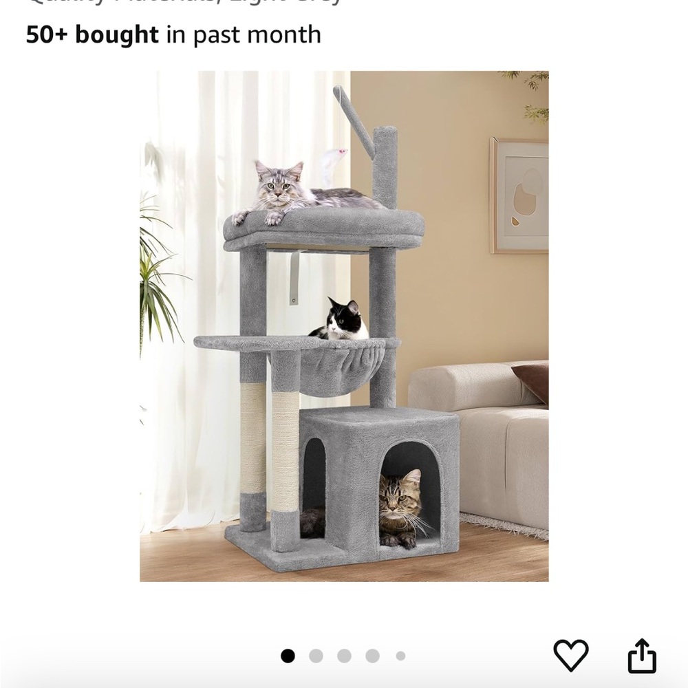 Grey 3 tier cat tree. Used Once - Picture 2 of 2